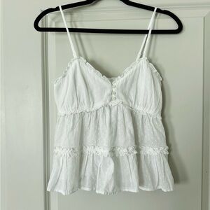 White American Eagle eyelet babydoll tank
